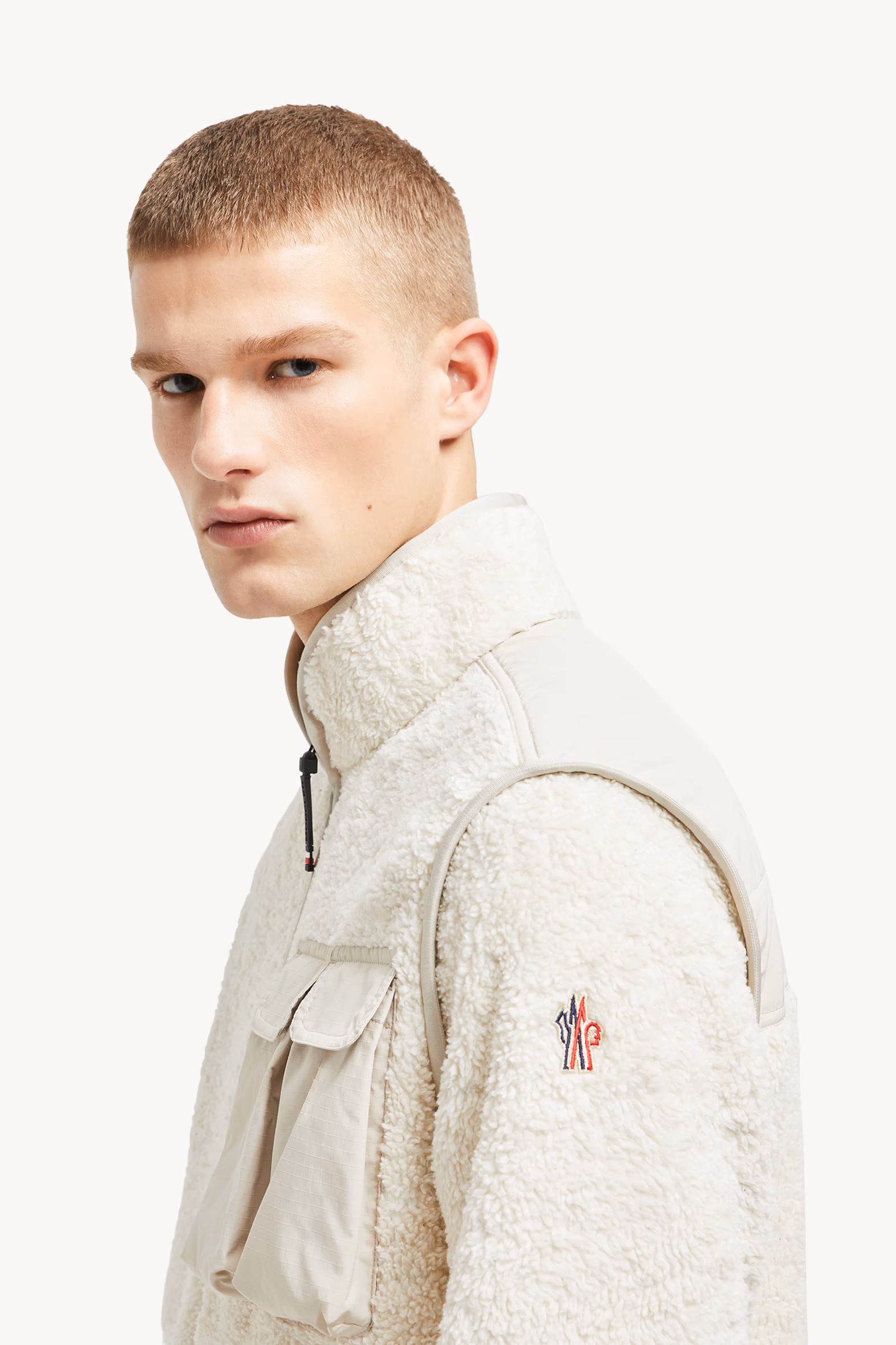 Sudadera acolchada efecto peluche con cremallera Hombre Blanco Moncler 4